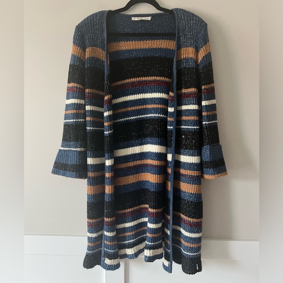 Boston Proper Blue Striped Long Line Duster Cardigan Size Large - Picture 1 of 6
